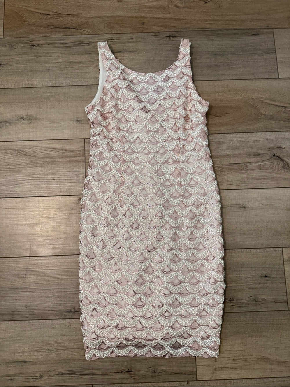SD Collection Scallop Shell Sequin Cocktail Sleeveless Dress